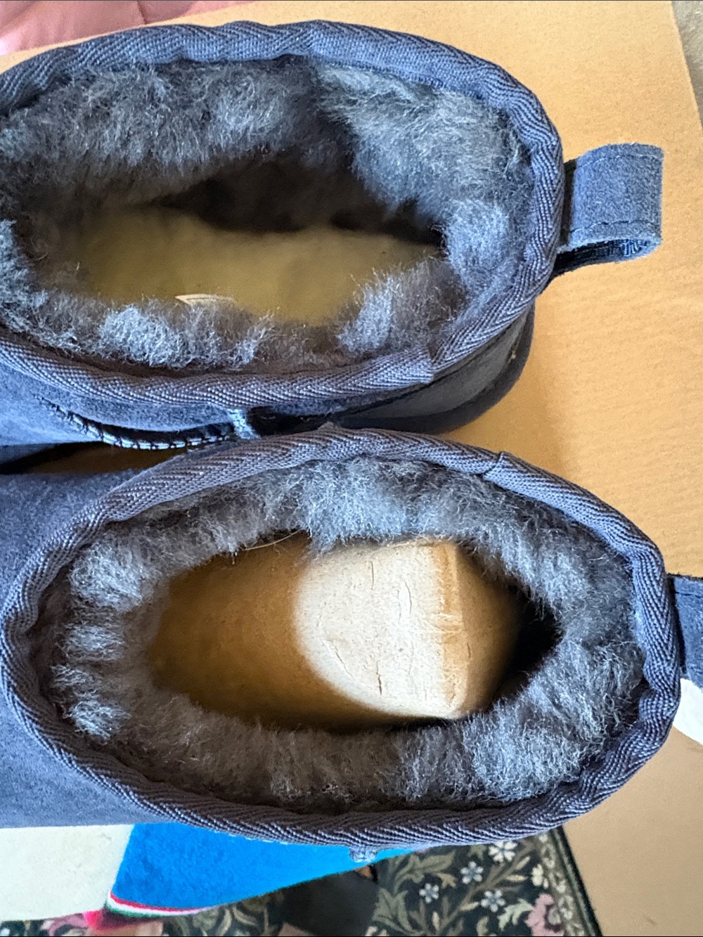 UGG Women's Slate Blue Suede Shearling Lined Ankle Booties - Picture 3 of 4